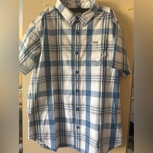 Columbia Men's Gray and Blue Checkered Shirt